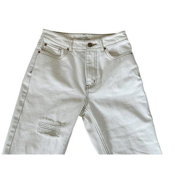 Urban Outfitters BDG High-Rise Mom Jeans in Ecru Distressed Women's Sz 26 - Picture 4 of 12